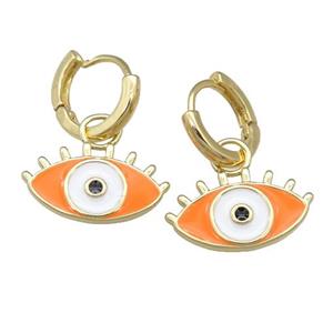 copper Hoop Earring with Enamel Eye, gold plated, approx 11-19mm, 13mm dia [FN23885]