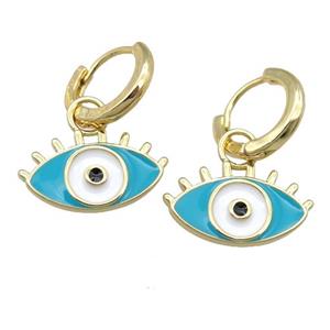 copper Hoop Earring with Enamel Eye, gold plated, approx 11-19mm, 13mm dia [FN23889]