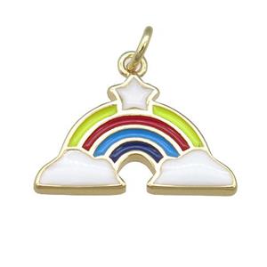copper Rainbow charm pendant, enamel, gold plated, approx 13-20mm [FN23914]