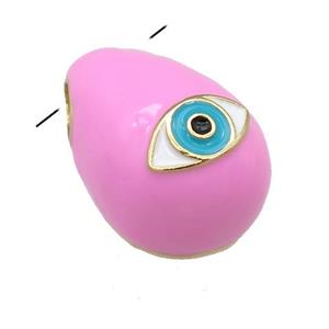 copper carapace pendant with Evil Eye, pink enamel, gold plated, approx 14-20mm [FN23922]