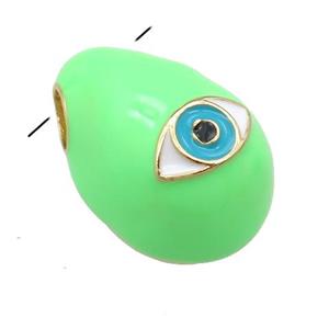 copper carapace pendant with Evil Eye, green enamel, gold plated, approx 14-20mm [FN23924]