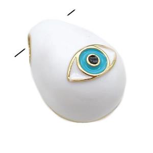 copper carapace pendant with Evil Eye, white enamel, gold plated, approx 14-20mm [FN23925]