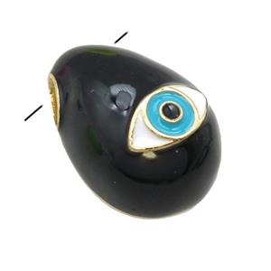 copper carapace pendant with Evil Eye, black enamel, gold plated, approx 14-20mm [FN23926]
