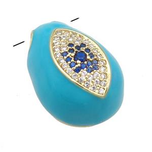 copper carapace pendant pave zircon with teal Enamel, gold plated, approx 15-20mm [FN23928]
