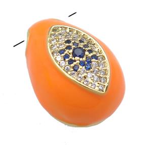 copper carapace pendant pave zircon with orange Enamel, gold plated, approx 15-20mm [FN23932]