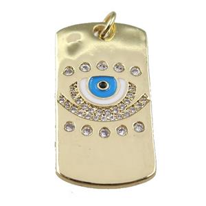 copper rectangle with enamel evil eye, gold plated, approx 15-29mm [FN23935]
