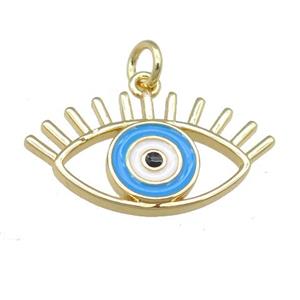 copper evil eye pendant, enamel, gold plated, approx 13-23mm [FN23936]