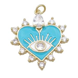 copper heart pendant with blue enamel, gold plated, approx 26mm [FN23938]