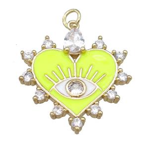 copper heart pendant with yellow enamel, gold plated, approx 26mm [FN23939]