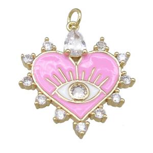copper heart pendant with pink enamel, gold plated, approx 26mm [FN23941]