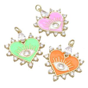 copper heart pendant with enamel, gold plated, mixed, approx 26mm [FN23944]
