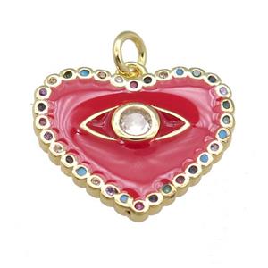 copper heart pendant with red enamel, gold plated, approx 16-20mm [FN23945]