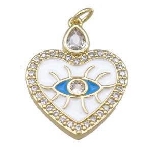 copper heart pendant with white enamel, eye, gold plated, approx 20-25mm [FN23949]