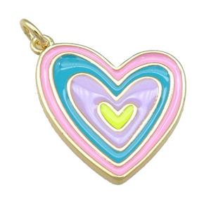 copper enamel heart pendant, gold plated, approx 20mm [FN23952]