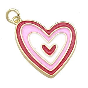copper enamel heart pendant, gold plated, approx 20mm [FN23953]