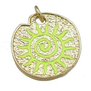 olive Enamel Rebirth Symbols, copper pendant, gold plated, approx 22-24mm [FN23985]