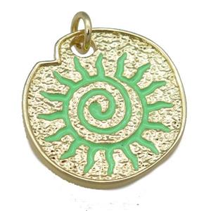 green Enamel Rebirth Symbols, copper pendant, gold plated, approx 22-24mm [FN23986]