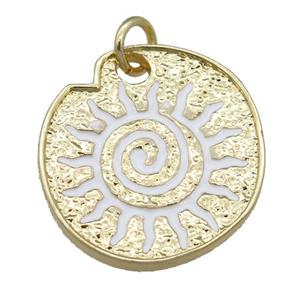 white Enamel Rebirth Symbols, copper pendant, gold plated, approx 22-24mm [FN23988]