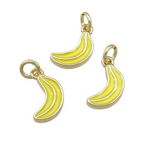 copper banana pendant with yellow enamel, gold plated, approx 11mm [FN23991]