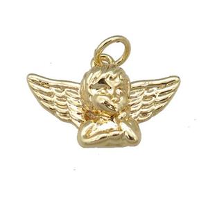 copper Cherub Angel pendant, gold plated, approx 12-19mm [FN24006]
