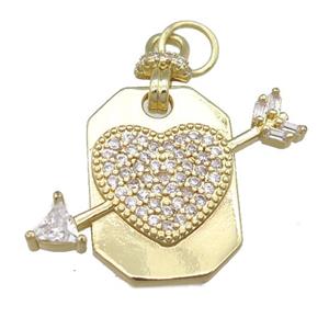 copper cupid pendant pave zircon, gold plated, approx 13-27mm [FN24016]