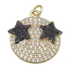 copper emoji pendant pave zircon, gold plated, approx 20mm [FN24027]