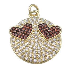 copper emoji pendant pave zircon, gold plated, approx 20mm [FN24028]