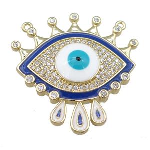 copper Evil Eye pendant pave zircon, enamel, gold plated, approx 29mm [FN24031]