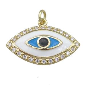 copper eye pendant pave zircon, enamel, gold plated, approx 14-25mm [FN24034]