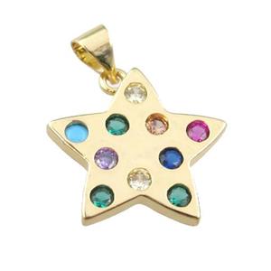 copper star pendant pave zircon, gold plated, approx 18mm [FN24044]