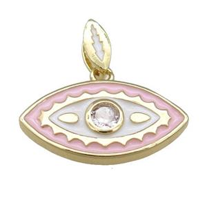 copper eye pendant with pink enamel, gold plated, approx 11-22mm [FN24072]