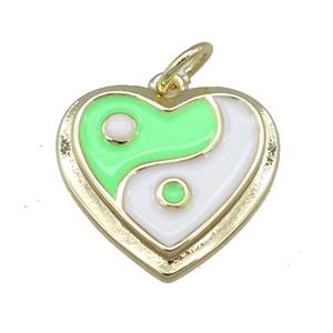 copper Enamel Taichi pendant, heart, gold plated, approx 16mm [FN24087]