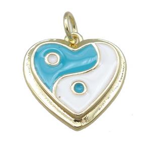 copper Enamel Taichi pendant, heart, gold plated, approx 16mm [FN24088]