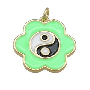 copper green Enamel Taichi pendant, flower, gold plated, approx 20mm [FN24092]