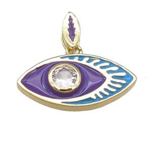 copper eye pendant with purple enamel, gold plated, approx 11-22mm [FN24112]