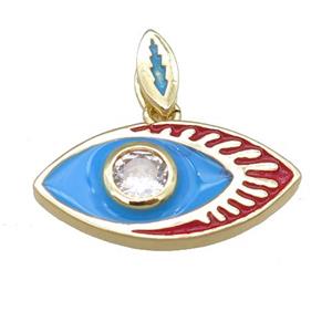 copper eye pendant with blue enamel, gold plated, approx 11-22mm [FN24113]