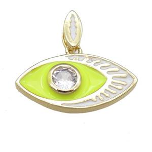 copper eye pendant with yellow enamel, gold plated, approx 11-22mm [FN24114]