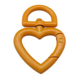 Alloy Carabiner Clasp with brown Lacquered Fired, heart, approx 32-47mm [FN24119]