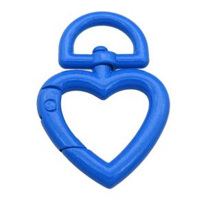 Alloy Carabiner Clasp with blue Lacquered Fired, heart, approx 32-47mm [FN24120]