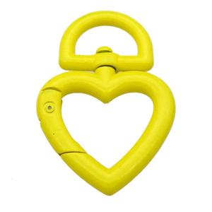 Alloy Carabiner Clasp with yellow Lacquered Fired, heart, approx 32-47mm [FN24121]