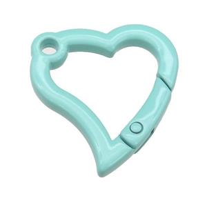 Alloy heart Carabiner Clasp with turq Lacquered Fired, approx 29-30mm [FN24125]