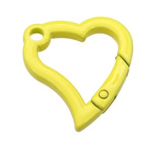 Alloy heart Carabiner Clasp with yellow Lacquered Fired, approx 29-30mm [FN24130]