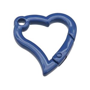 Alloy heart Carabiner Clasp with navyblue Lacquered Fired, approx 29-30mm [FN24131]