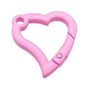 Alloy heart Carabiner Clasp with pink Lacquered Fired, approx 29-30mm [FN24133]