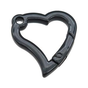 Alloy heart Carabiner Clasp with black Lacquered Fired, approx 29-30mm [FN24134]