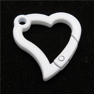 Alloy heart Carabiner Clasp with white Lacquered Fired, approx 29-30mm [FN24135]