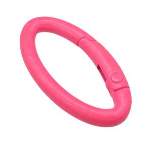 Alloy oval Carabiner Clasp with hotpink Lacquered Fired, approx 12-31mm [FN24139]