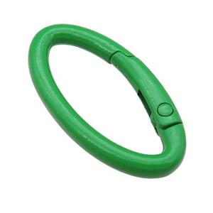 Alloy oval Carabiner Clasp with green Lacquered Fired, approx 12-31mm [FN24142]