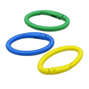 Alloy oval Carabiner Clasp with Lacquered Fired, mixed color, approx 12-31mm [FN24145]