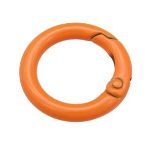Alloy circle Carabiner Clasp with orange Lacquered Fired, approx 25mm [FN24146]